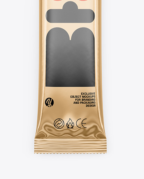 Glossy Metallic Stick Sachet Mockup