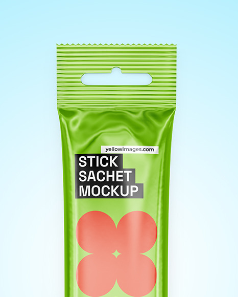 Glossy Metallic Stick Sachet Mockup
