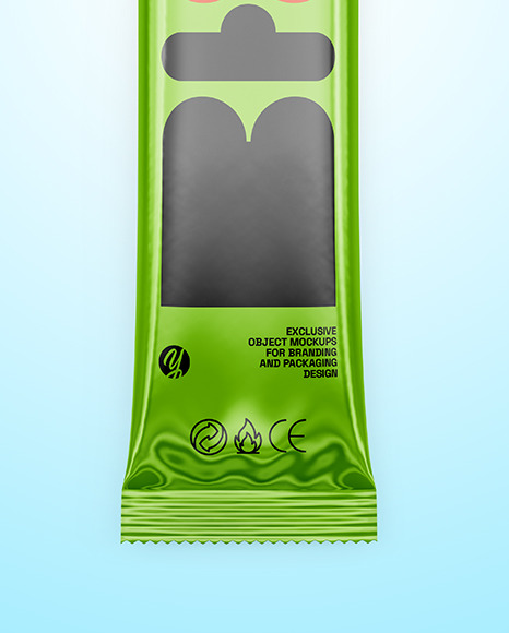 Glossy Metallic Stick Sachet Mockup