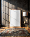 Framed Picture in Dark Room with Carpet Mockup