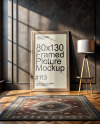 Framed Picture in Dark Room with Carpet Mockup