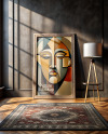 Framed Picture in Dark Room with Carpet Mockup