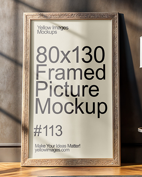 Framed Picture in Dark Room with Carpet Mockup