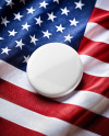 Round Pin Button on American Flag Mockup