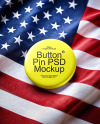 Round Pin Button on American Flag Mockup