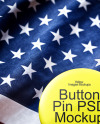 Round Pin Button on American Flag Mockup