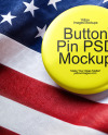 Round Pin Button on American Flag Mockup