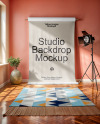 Backdrop with Carpet in a Photo Studio Interior Mockup