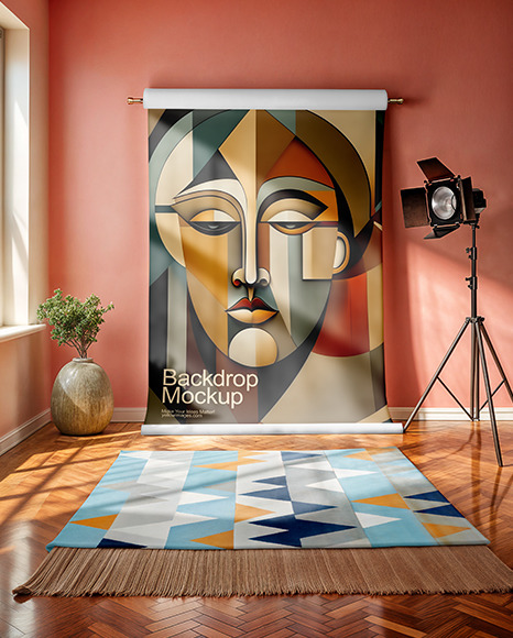 Backdrop with Carpet in a Photo Studio Interior Mockup
