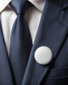 Pin-Back Button on a Dark Blue Suit Mockup