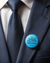 Pin-Back Button on a Dark Blue Suit Mockup