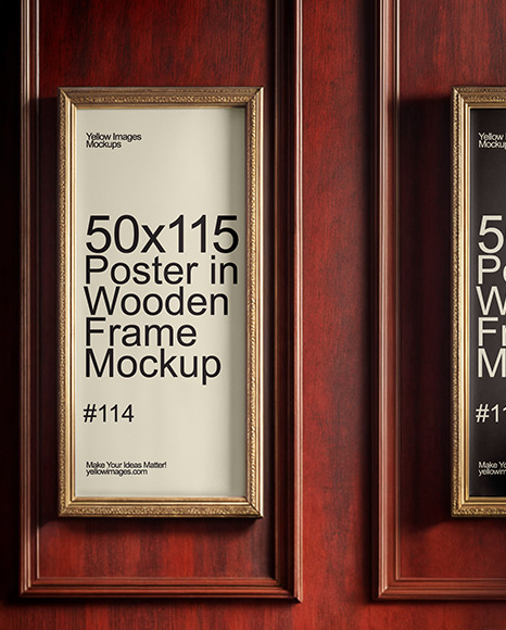 Three Wooden Framed Pictures with Green Chesterfield Chair Mockup