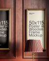 Three Wooden Framed Pictures with Green Chesterfield Chair Mockup