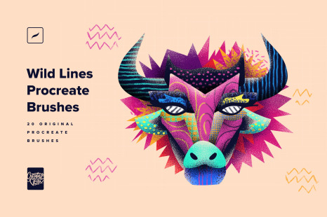 Wild Lines Procreate Brushes - Hand drawn illustrations