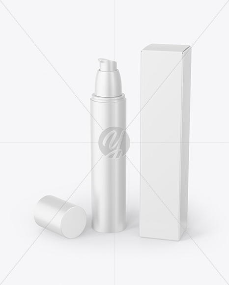 Matte Cosmetic Bottle With Box Mockup