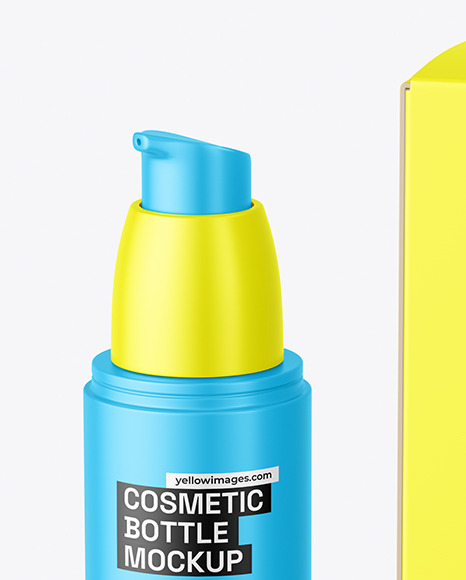 Matte Cosmetic Bottle With Box Mockup