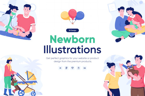 Newborn Illustrations - Mother love