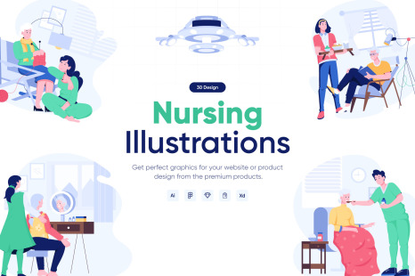 Flat Nursing Illustrations - Flat design