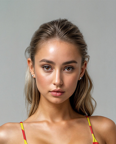 Young Tanned Woman Wearing a Bikini Mockup