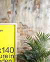 Wooden Framed Poster in a Plants Interior Mockup
