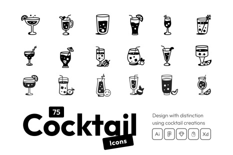 75 Cocktail Icons - Refreshing