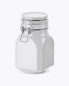 900ml Matte Ceramic Jam Jar w/ Clamp Lid Mockup - Half Side View