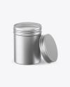 Opened Matte Metallic Round Tin Box Mockup