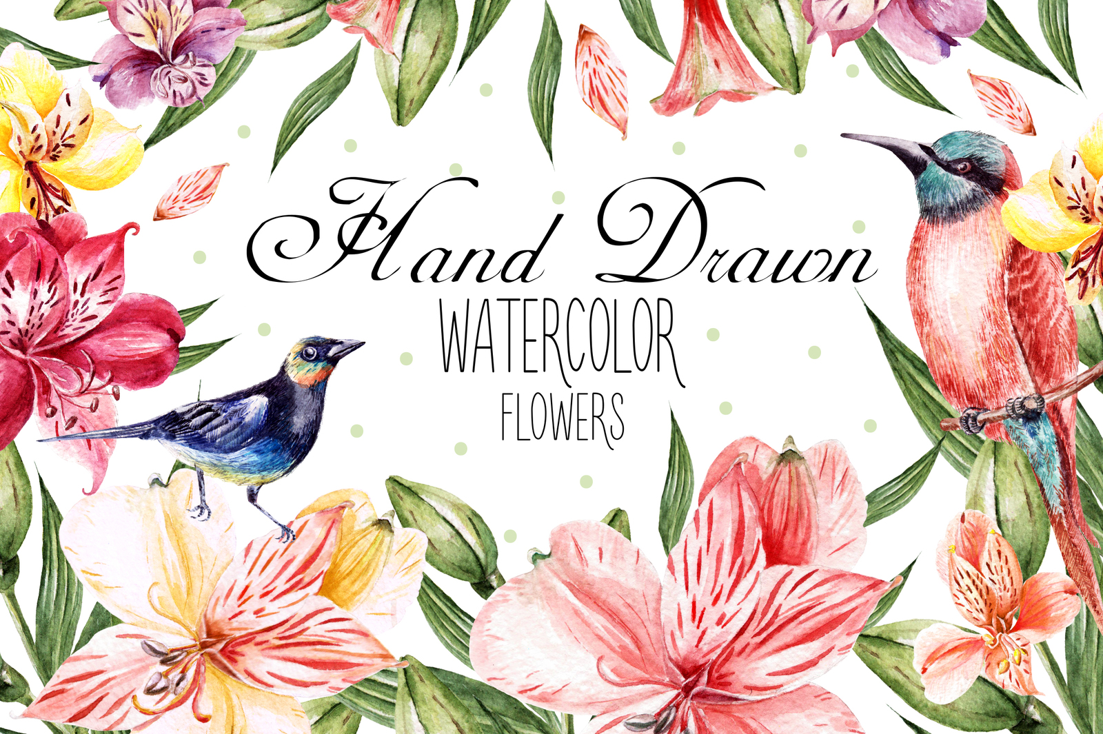 Hand Drawn Watercolor Flowers