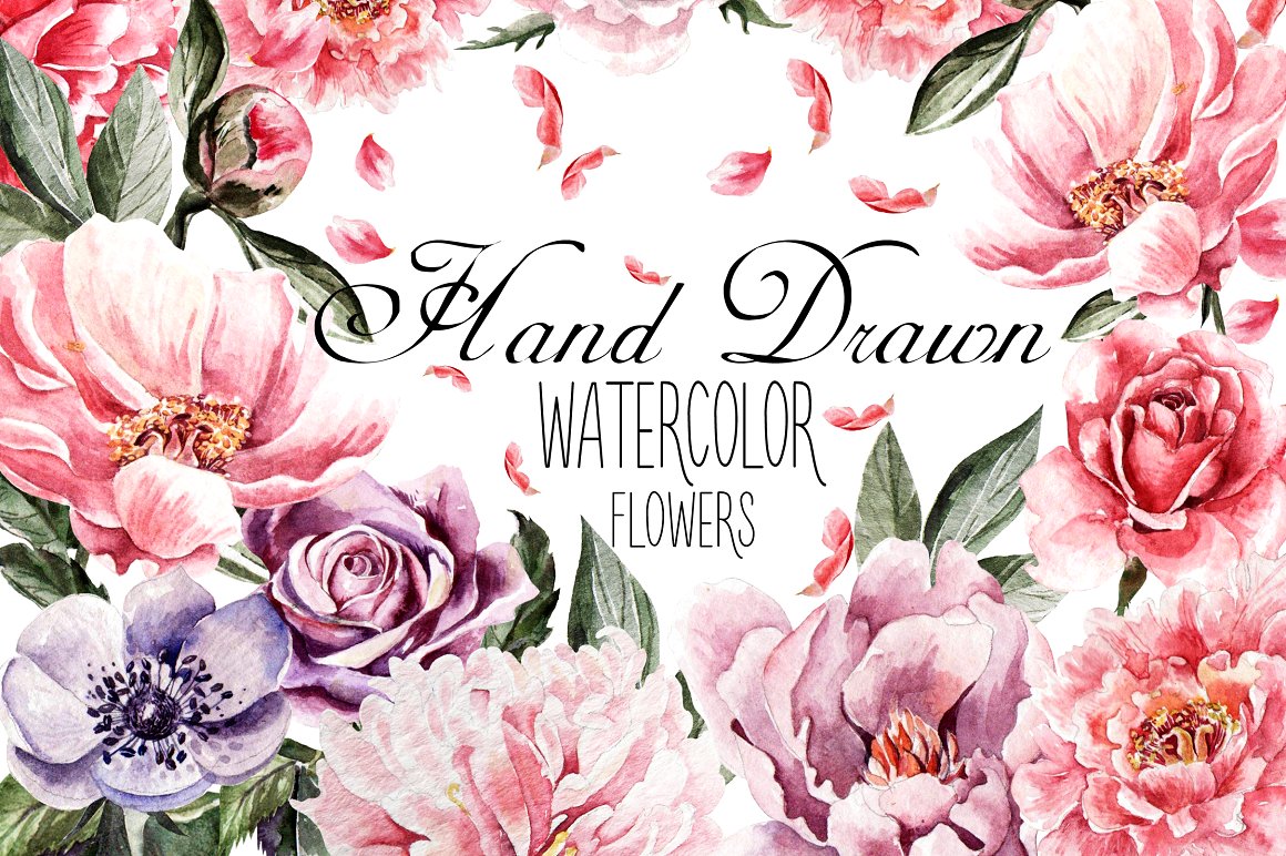 HandDrawn Watercolor Bundle FLOWERS2