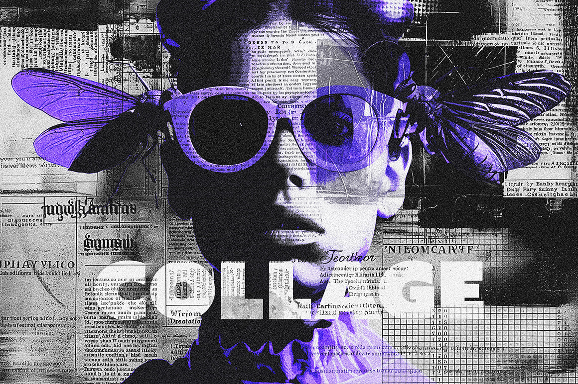 Newspaper Collage Pieces Photo Effect Newspaper Collage Pieces Photo Effect