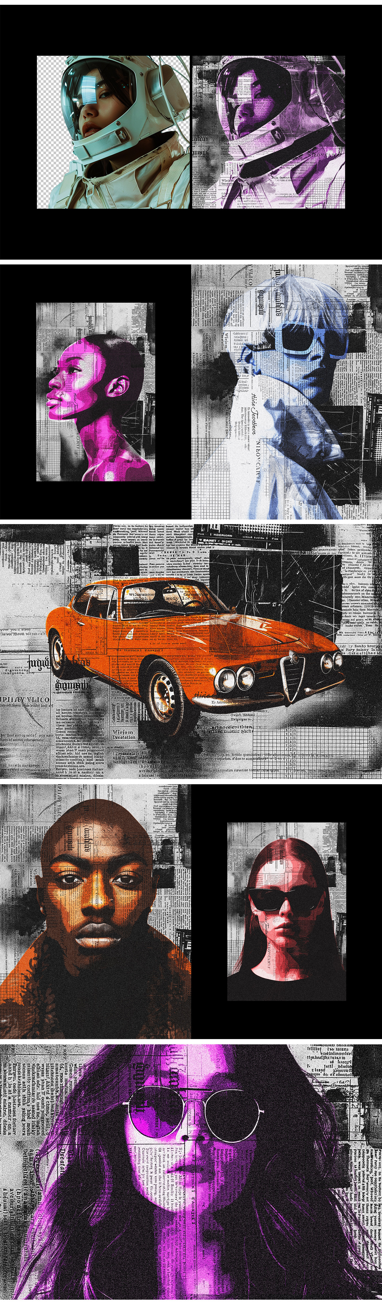 Newspaper Collage Pieces Photo Effect Newspaper Collage Pieces Photo Effect
