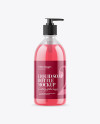 Clear Bottle with Pink Liquid Soap Mockup Clear Bottle with Pink Liquid Soap Mockup
