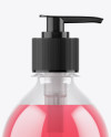 Clear Bottle with Pink Liquid Soap Mockup Clear Bottle with Pink Liquid Soap Mockup