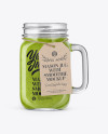 Opened Mason Jug with Green Smoothie Mockup