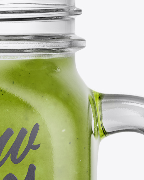 Opened Mason Jug with Green Smoothie Mockup