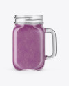 Opened Mason Jug with Berries Smoothie Mockup