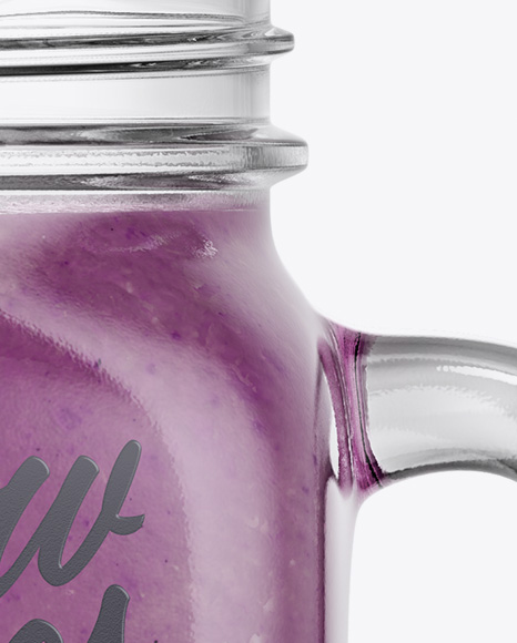 Opened Mason Jug with Berries Smoothie Mockup