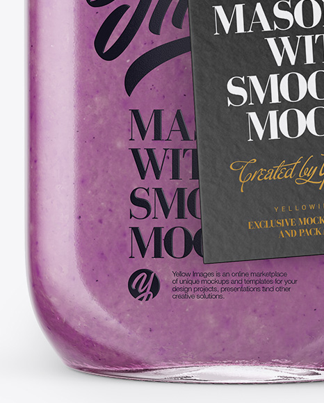 Opened Mason Jug with Berries Smoothie Mockup