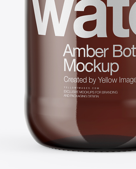 Amber Glass Bottle With Metal Cap Mockup
