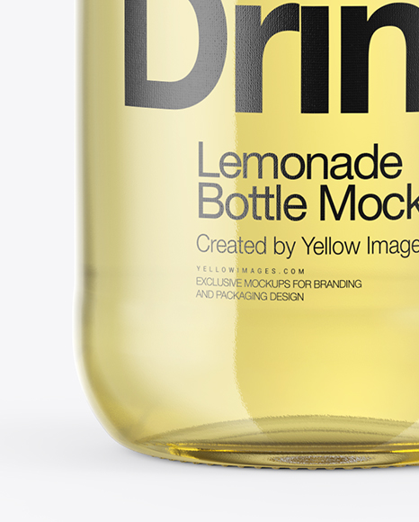 Clear Glass Bottle With Lemonade Mockup