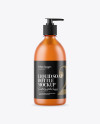 Frosted Orange Bottle with Liquid Soap Mockup