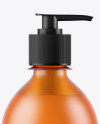 Frosted Orange Bottle with Liquid Soap Mockup