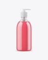 Clear Bottle with Pink Liquid Soap Mockup Clear Bottle with Pink Liquid Soap Mockup