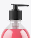 Clear Bottle with Pink Liquid Soap Mockup Clear Bottle with Pink Liquid Soap Mockup