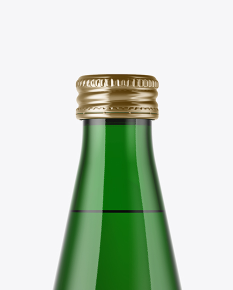 Green Glass Bottle With Metal Cap Mockup