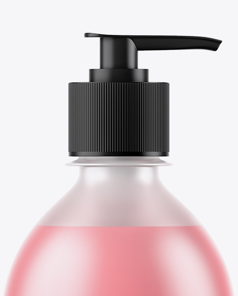Frosted Bottle with Pink Liquid Soap Mockup Frosted Bottle with Pink Liquid Soap Mockup