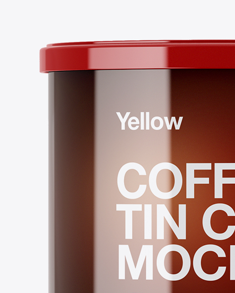 Glossy Coffee Tin Can Mockup - Front View