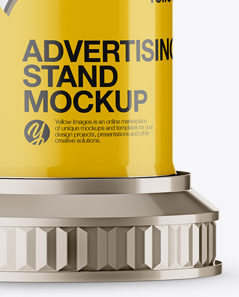 Round Glossy Street Advertising Pillar with Glossy Label Mockup - Half Side View