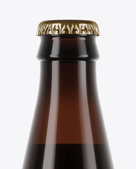 Amber Glass Bottle With Stout Beer Mockup