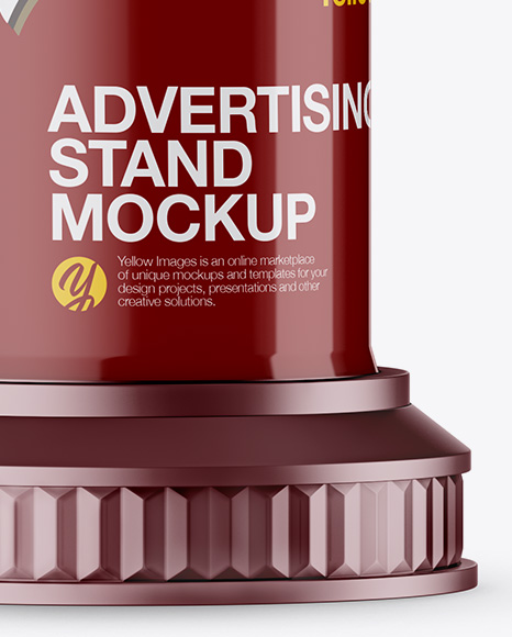 Round Matte Street Advertising Pillar with Glossy Label Mockup - Half Side View